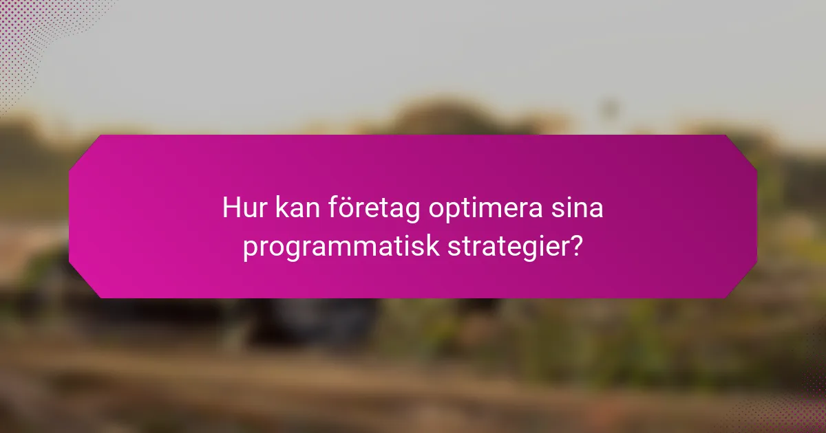 Hur kan företag optimera sina programmatisk strategier?