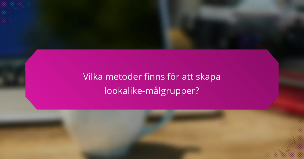 Vilka metoder finns för att skapa lookalike-målgrupper?
